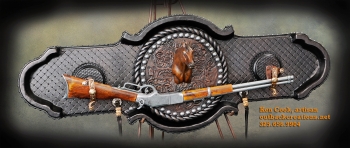 Bronze Quaterhorse Black Leather Rifle/Hatrack
