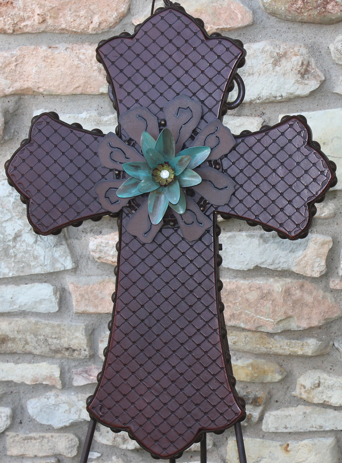 Leather Cross - Turquoise 1