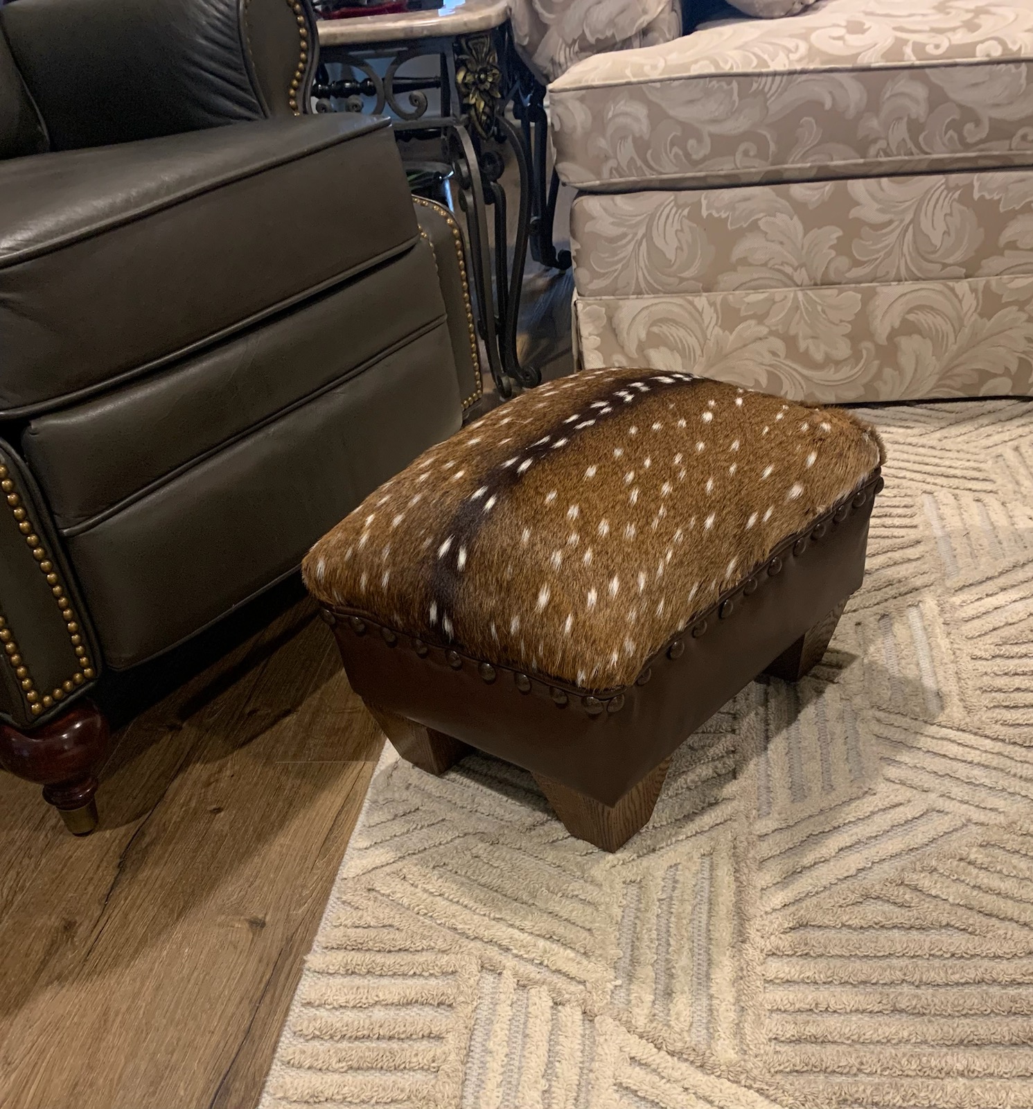 Axis Hide Leather Footstool 1