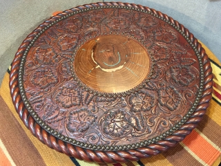 24" Saddle-Tooled Lazy Susan with Rope Edge